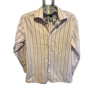 Y2K CK Calvin Klein Striped Long Sleeve Dress Shirt Large 16 32/33